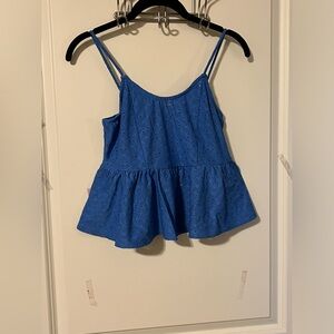 NWT Haitus Eyelet Peplum Crop Top in Blue